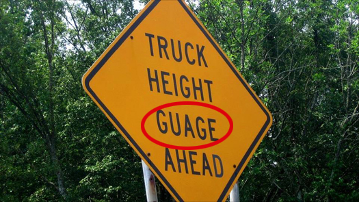 Truck height gauge ahead