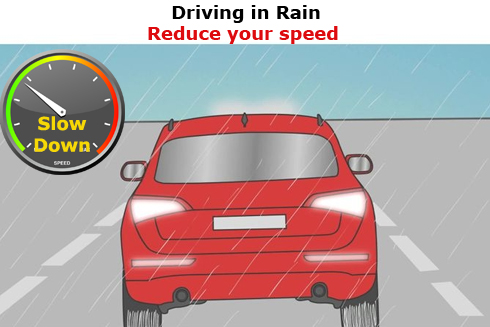 Reduce your speed in rain