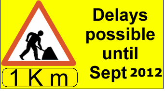 Road works 1 KM ahead
