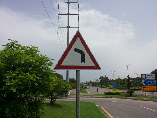 Left bend Road Sign